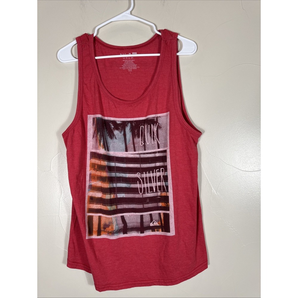 Quiksilver Vintage Men's Red Palm Tree Sleeveless Tank Top Size Large